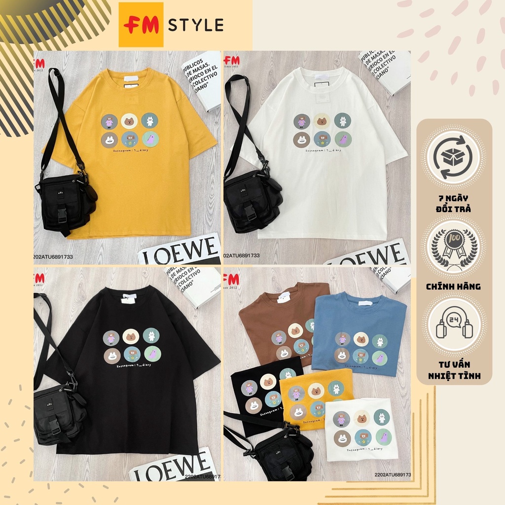 Áo thun unisex form rộng nam nữ in hình vải dày mịn | Áo thun nam nữ ngắn tay form rộng | Fmstyle Sh