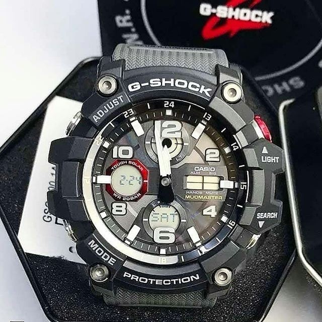 Đồng hồ nam Casio G Shock MUDMASTER GSG-100-1A8 Pin Năng Lượng Mặt Trời - Hai Đèn Le