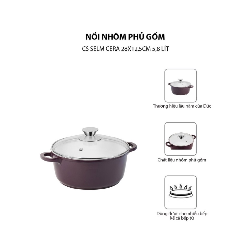 Nồi nhôm phủ gốm CS SELM 28x12.5cm 5.8L - 046620