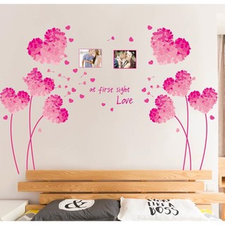 Decal dán tường Bộ đôi trái tim hồng