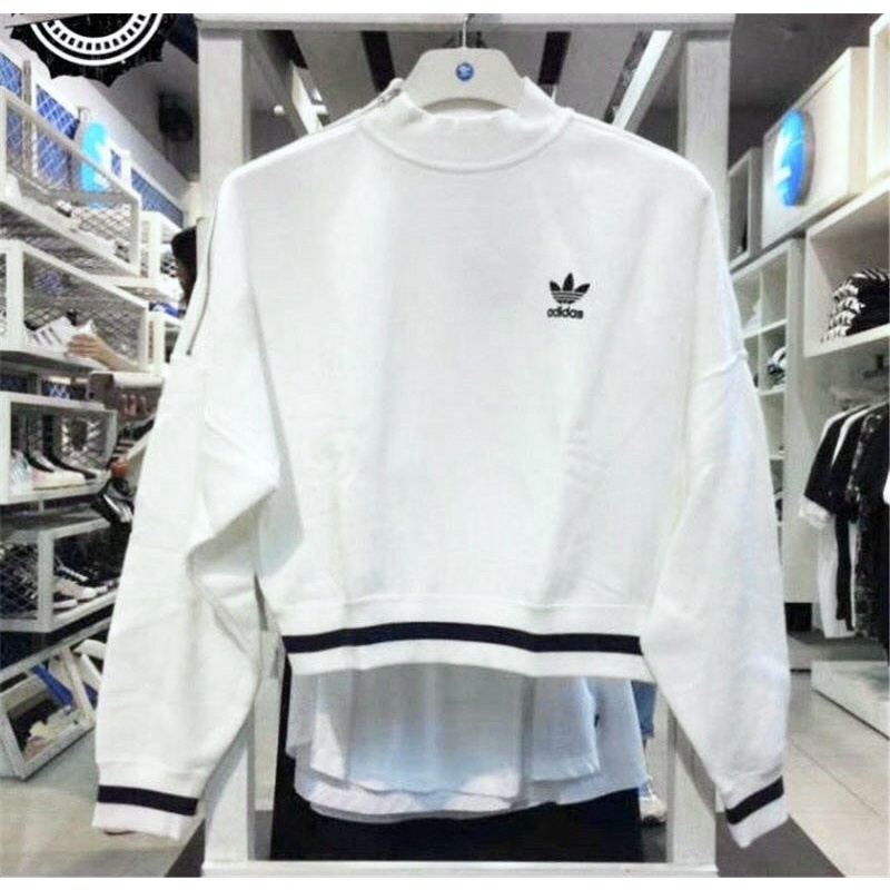[FREESHIP - HÀNG LOẠI 1] ÁO ADDIDAS TRẮNG PHỐI BO LEN KHOÁ VAI NỮ ĐẸP