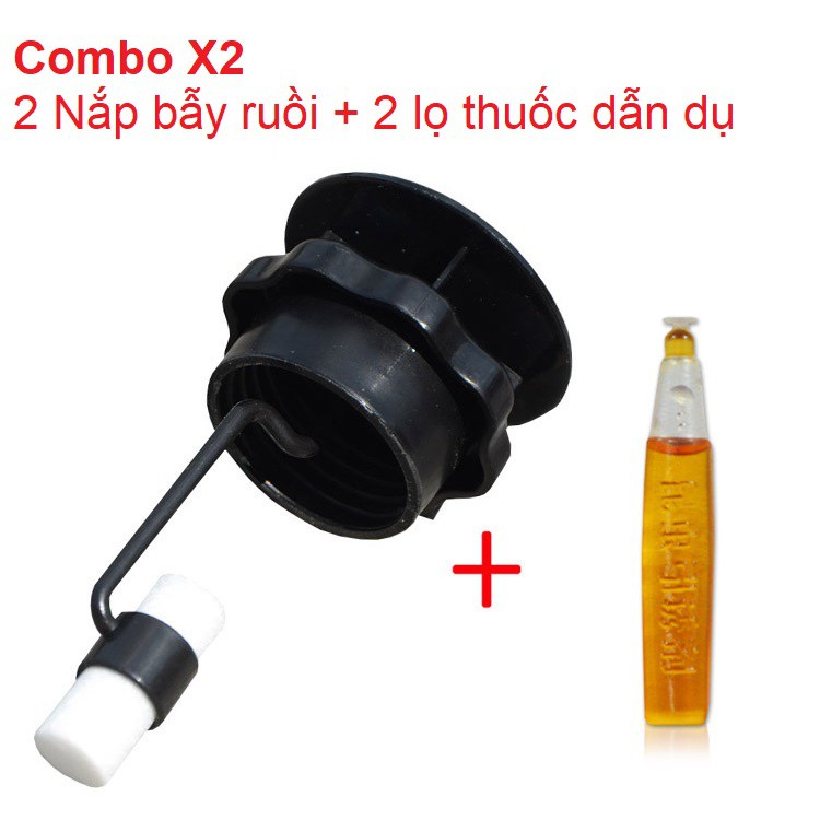 Bộ 2 Dụng cụ bẫy Ruồi vàng NR-4L, Nắp bẫy Ruồi Muỗi Ong, Ruồi Dấm + thuốc dẫn dụ