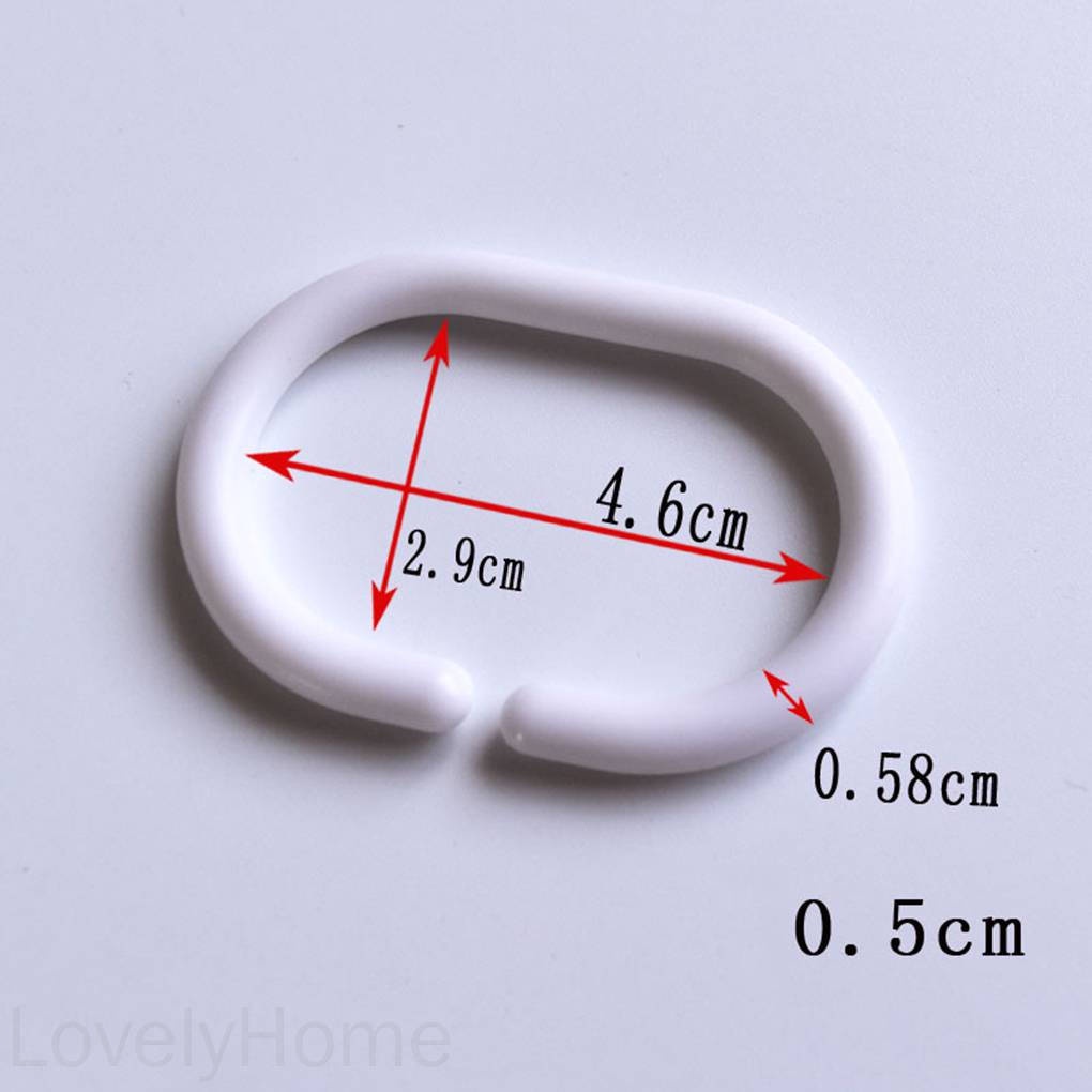 Bộ 24 móc treo rèm phòng tắm hình chữ C bằng nhựa màu trắng có thể uốn cong được
