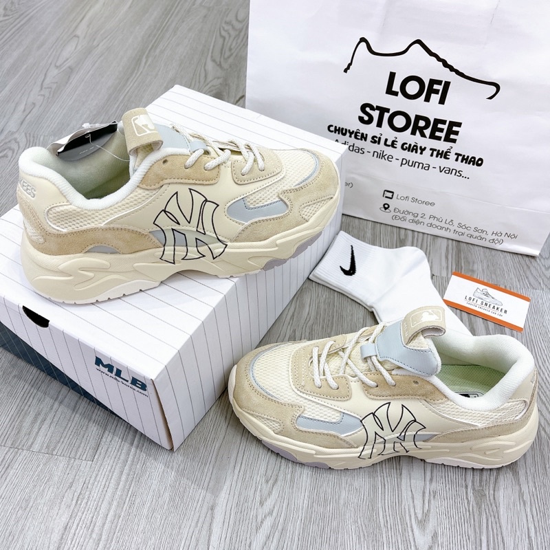 Giày Thể Thao mlb Bigball Lite Kem Nâu Bản Cao Cấp Nam Nữ ảnh thật tự chụp+freeship