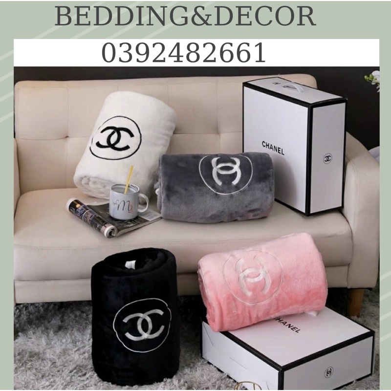 Chăn tuyết thêu thương hiệu Chanel 1m5x2m mỏng kèm hộp sang chảnh