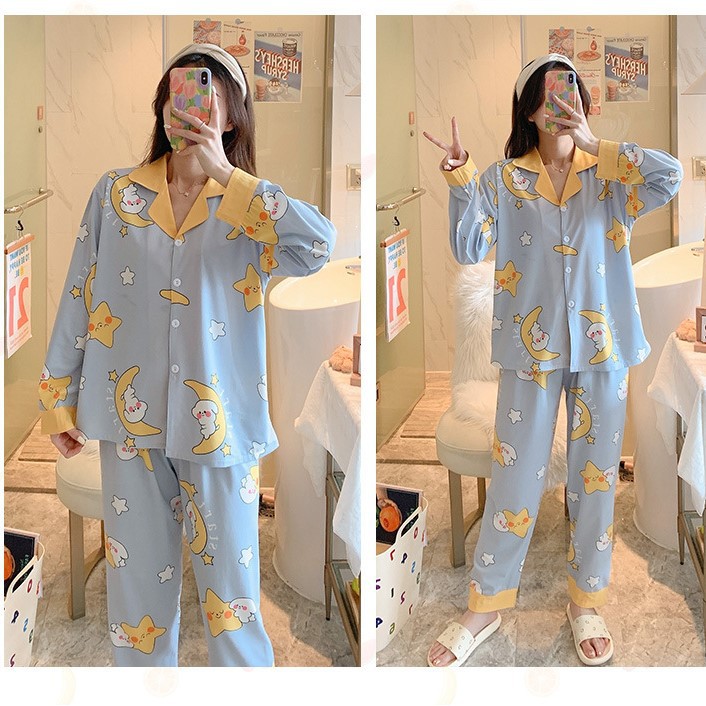 Pijama - Bộ Ngủ Nữ Áo Dài Quần Dài Nhiều Màu Họa Tiết Dễ Thương DDCP04