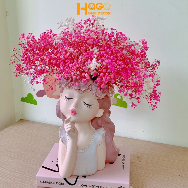 Lọ hoa, bình hoa cô gái thiên thần cắm sẵn hoa baby khô và nhiều mẫu hoa xinh xắn