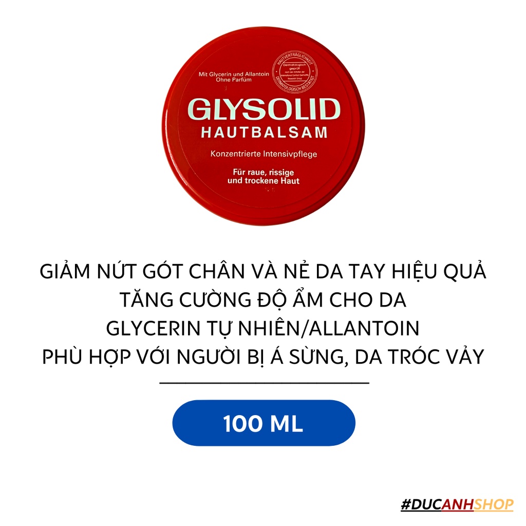 (Hàng nội địa Đức) Kem dưỡng ẩm, ngăn ngừa nẻ Glysolid 100ml