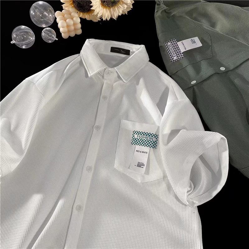 Áo Sơ Mi Tay Ngắn Dáng Rộng Phong Cách Thời Trang Hàn Quốc 4 Màu Lựa Chọn