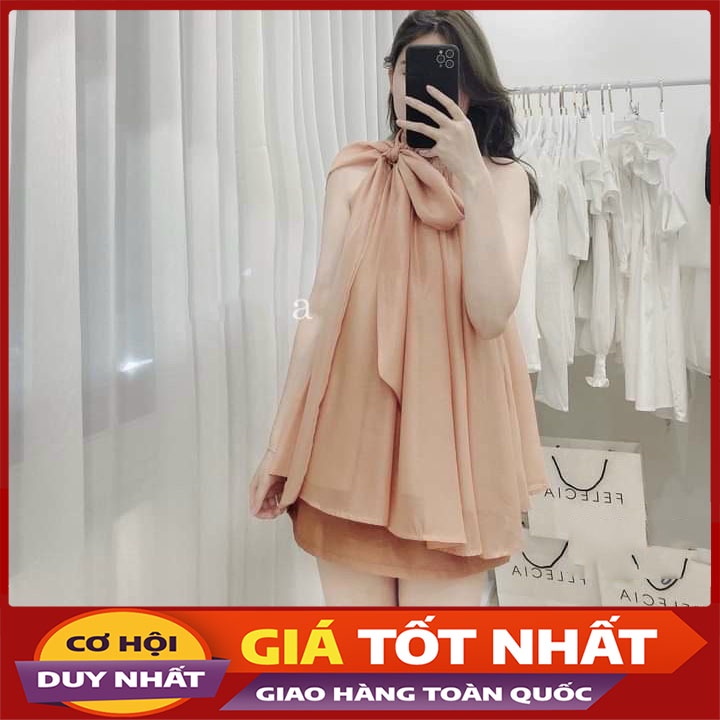 Áo Tơ Nơ Cổ 2 Lớp Hàng Quảng Châu M0586-Violet