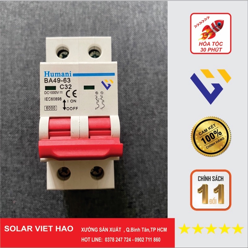 CB DC chuyên dụng Điện mặt trời 1000VDC  32A