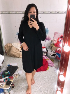Đầm Suông V Tay Dài Bigsize (Có Ảnh Thật)
