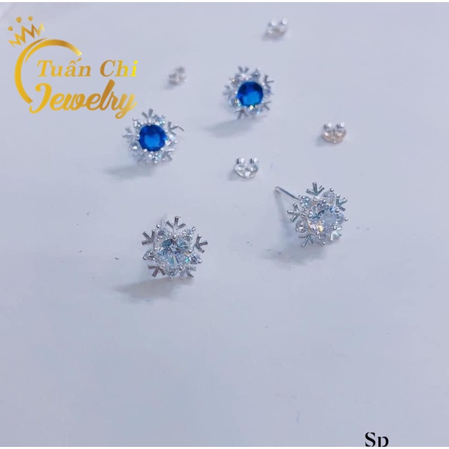 SẴN GIAO NGAY Bông Tai Nữ- Khuyên Tai Bạc Hình Bông Tuyết Đính Đá Xinh