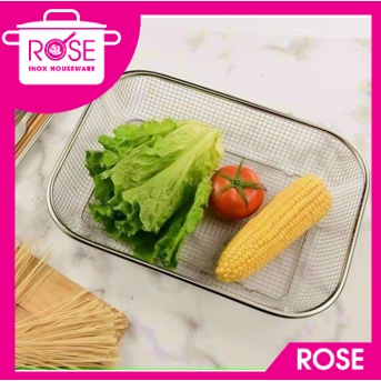 Rổ lưới hình chữ nhật đựng thức ăn chiên inox 304 sáng bóng cao cấp Tiện Lợi