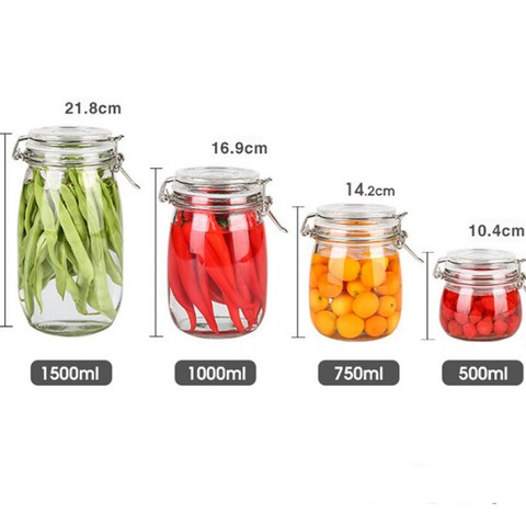 HŨ THUỶ TINH NẮP CÀI KHOÁ 800ML 1.4L 1.6L 2L Lọ Thuỷ Tinh Đựng Gia Vị , Thực Phẩm