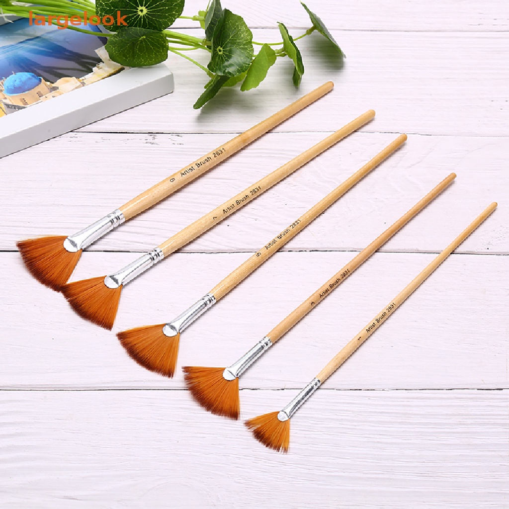 Set 5 Cọ Vẽ Hình Quạt Bằng Sợi Nylon Chuyên Dụng