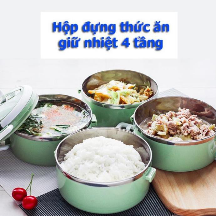 Cặp Lồng Cơm 4 Tầng - Cà Mên Giữ Nhiệt 4 Tầng Lúa Mạch