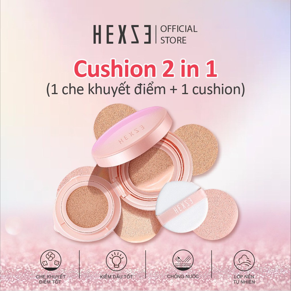 Cushion phấn nước + che khuyết điểm HEXZE 2 in1 mịn đẹp tự nhiên