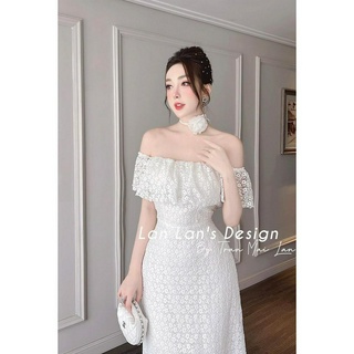 ( sỉ lẻ váy thiết kế) váy ren trễ vai