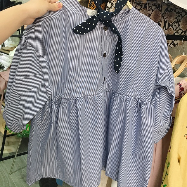 Áo baby doll kẻ xanh