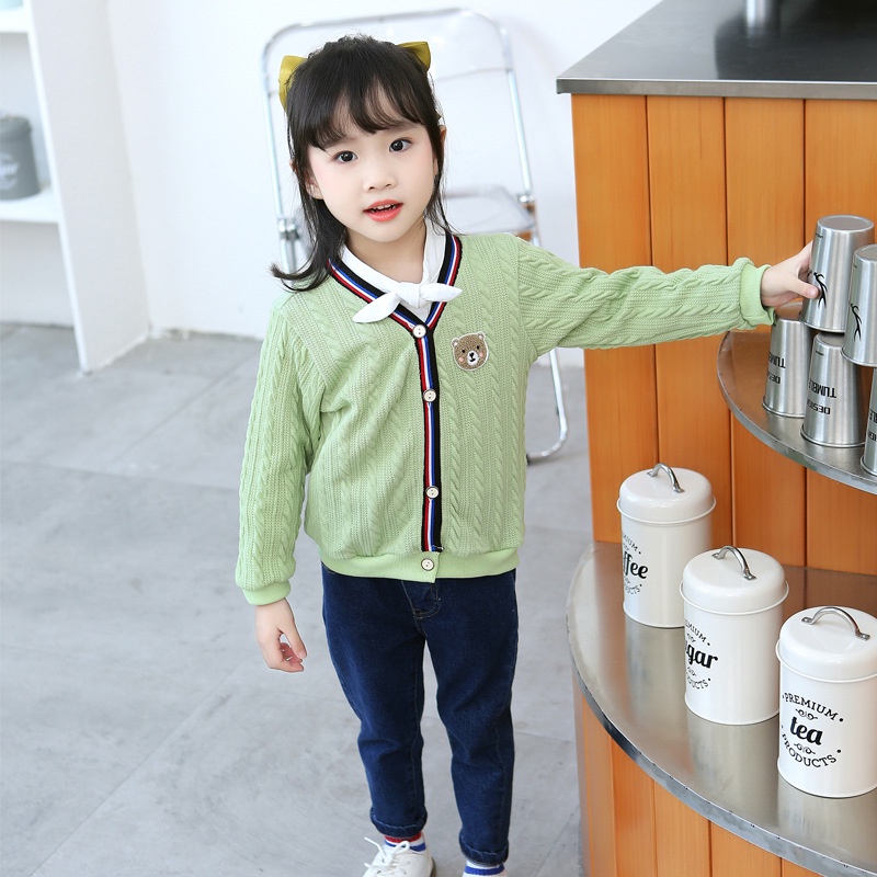 Áo khoác Cardigan dệt kim Hàn Quốc đơn giản và dễ thương cho bé trai và bé gái