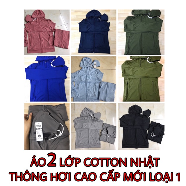 ÁO 2 LỚP COTTON NHẬT THÔNG HƠI CAO CẤP LOẠI 1 CHỐNG TIA HV, BỤI NANO