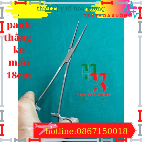 Panh Y Tế, Panh Gắp Phẫu Thuật, Pen Kẹp Y Tế, Panh Thẳng Không Mấu 18cm - Hàng Pakistan
