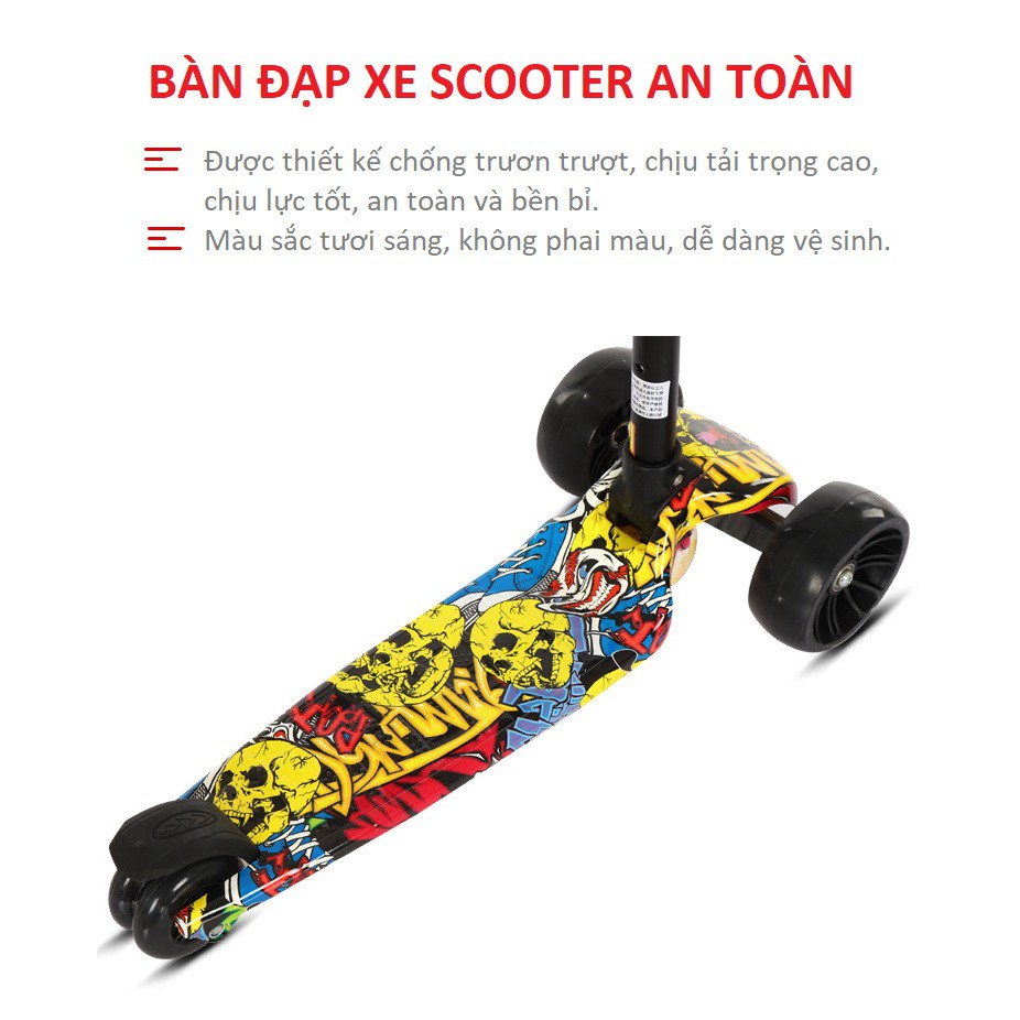 [Quà tặng] Xe scooter bánh to cao cấp có đèn và nhạc gấp gọn dành cho bé từ 2-8 tuổi