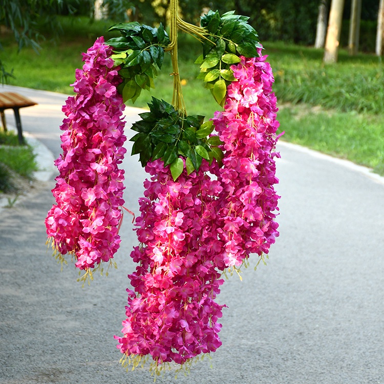 Chậu Hoa Wisteria Giả Treo Tường Trang Trí Tiệc Cưới Khách Sạn Nhà Hàng