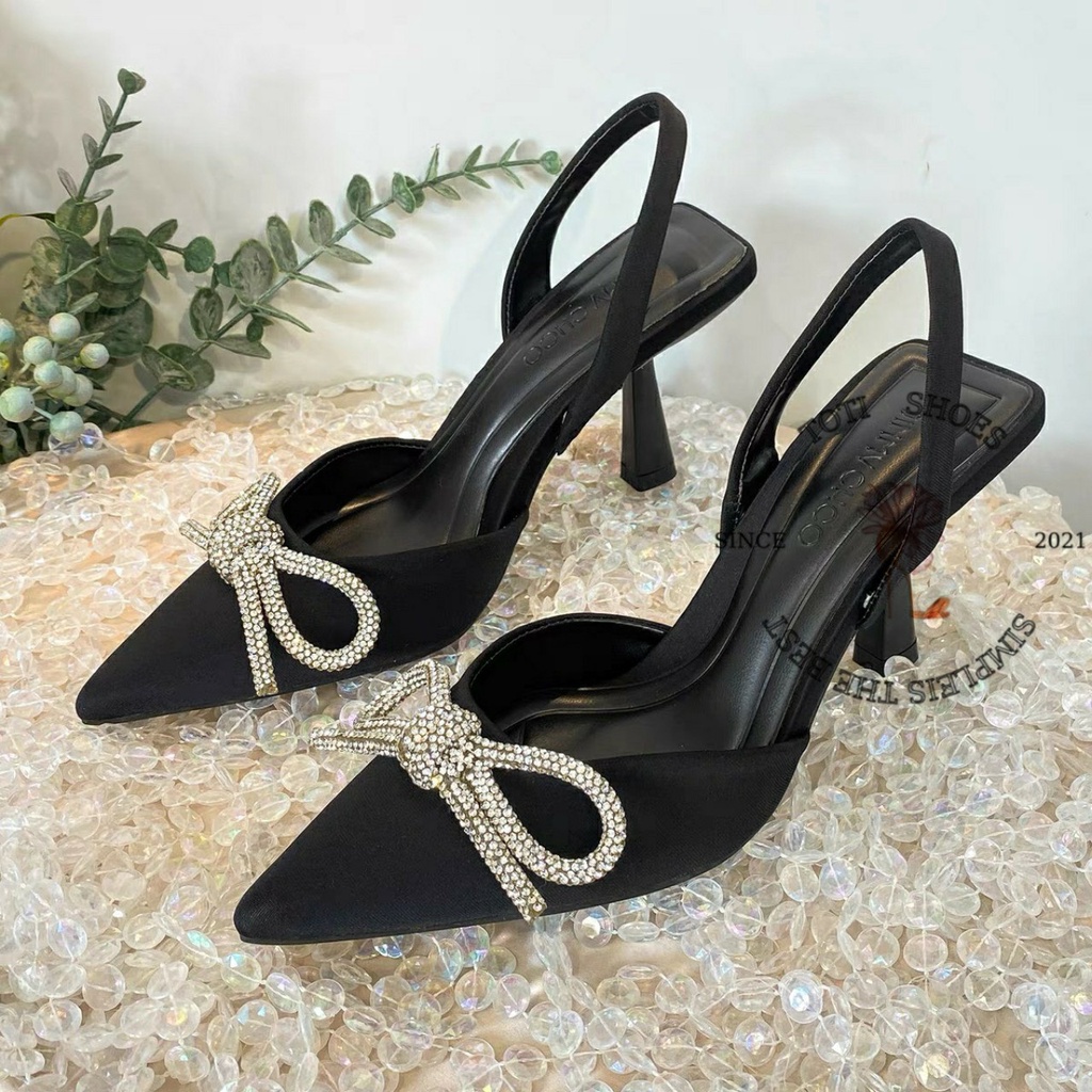 GIÀY THỜI TRANG TOTIIE STORE - SANDAL CAO GÓT BÍT MŨI NHỌN - GUỐC NỮ HẬU THUN 7 PHÂN G2208280