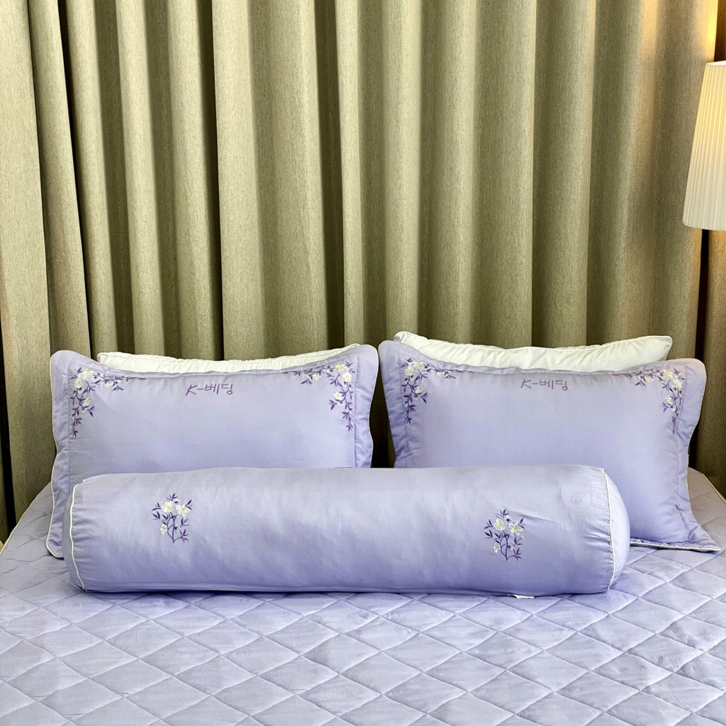 Bộ ga giường chần bông K-Bedding By Everon Màu Tím KMTS104 họa tiết thêu