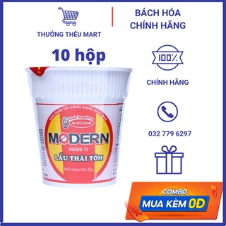 Combo 10 hộp mì cốc modern - lẩu thái tôm 65g date 2021