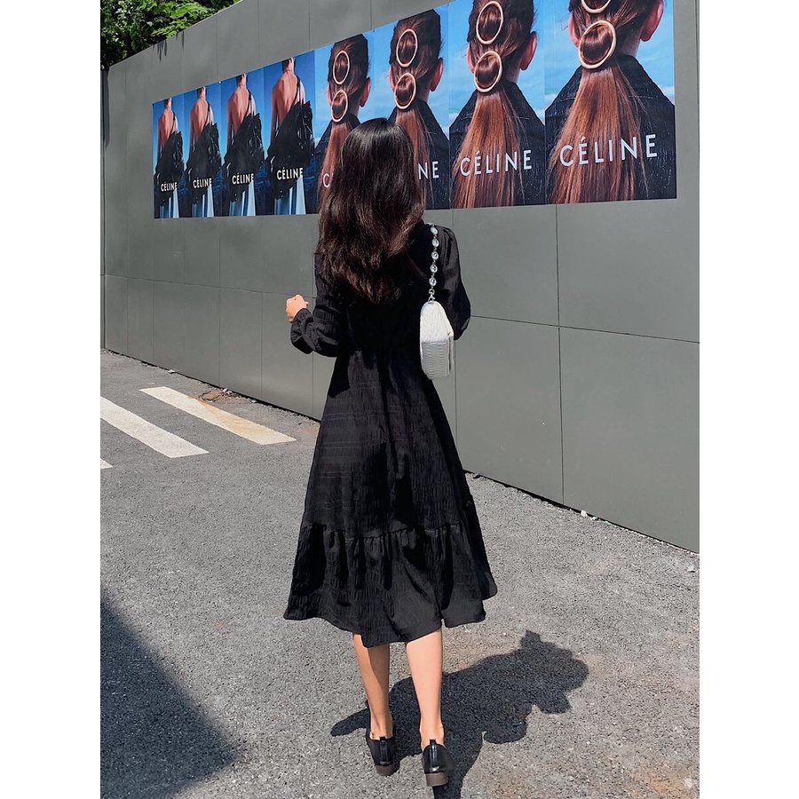 Đầm Trắng Dài Tay Ôm Eo Phong Cách Hepburn Kiểu Pháp Thời Trang 2022 Mới Cho Nữ