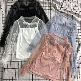 Áo lưới cột nơ phong cách tiểu thư hào môn
