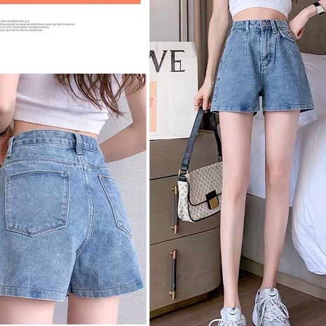 Quần Short Jeans Nữ TDSHOPNT Lưng Cao Xanh Nhạt Thiết Kế Nắp Túi Cá Tính - QS34