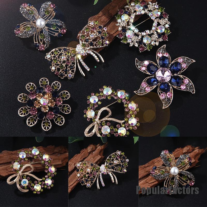 Ghim cài áo đính hạt đá nhân tạo thời trang