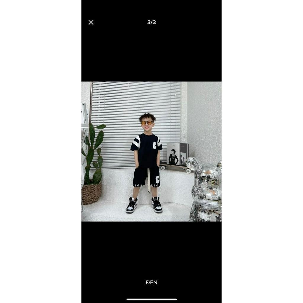 Bộ chữ in chữ C  vải cotton tàu 100%  dành cho bé trai từ 9-35 kg