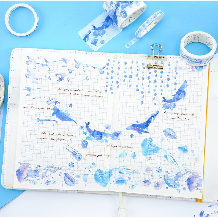 Set 10 Cuộn  băng dính Băng Keo Washi Tape Trang Trí Planner, Bujo, Scrapbook Nhiều Chủ Đề WST127