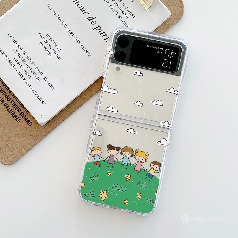 Bao Da Điện Thoại Nắp Gập Chống Rơi Trong Suốt In Họa Tiết Hoạt Hình Dễ Thương Dành Cho samsung galaxy z flip 4 flip3 flip1 / 2 Vỏ