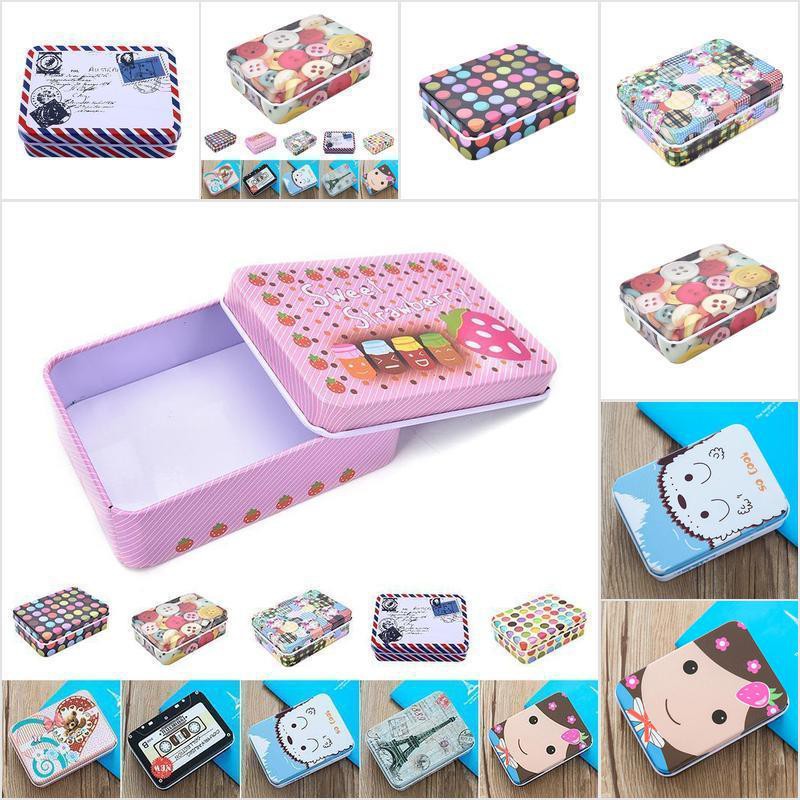 Hộp Thiếc Mini Hình Chữ Nhật Đựng Đồ Tiện Dụng Ốp