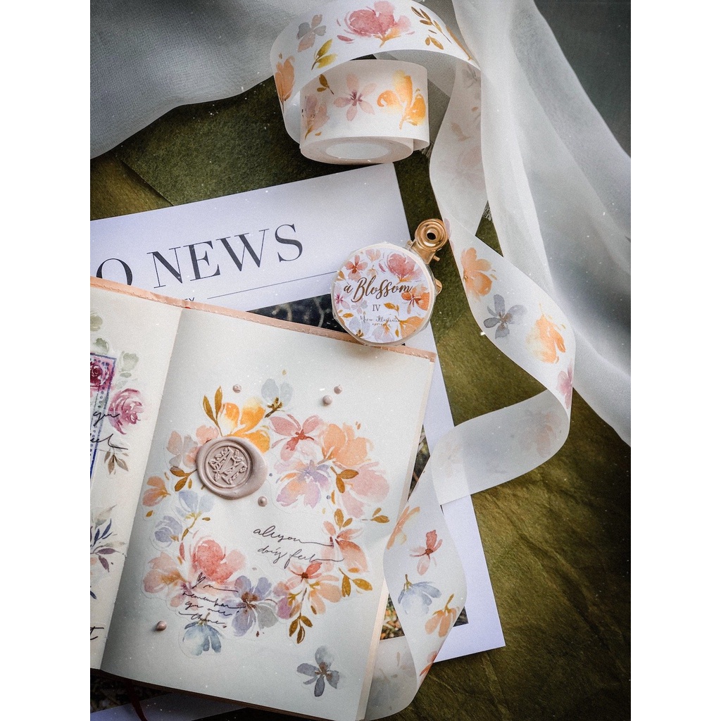 Meohime 𓃠 Hãng Meow Illustration - Băng dán washi tape hoa cổ điển Blossom 4