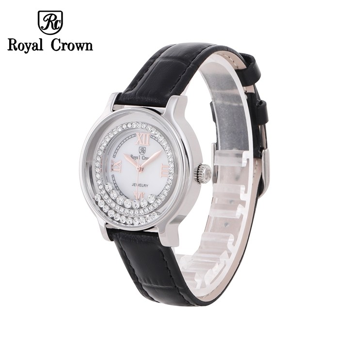Đồng hồ nữ Chính Hãng Royal Crown 3638 dây da đen