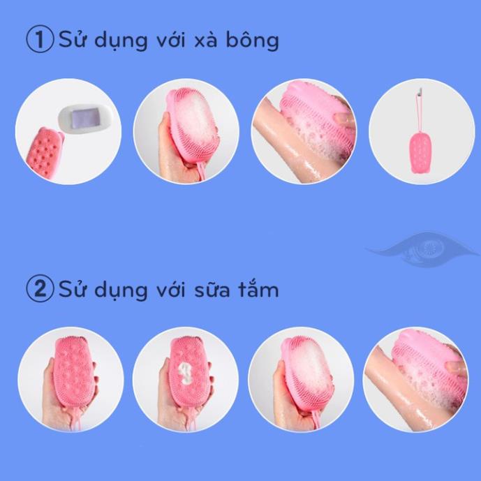 Bông tắm gai silicon 2 mặt tạo bọt[Mẫu Mới Hot]
