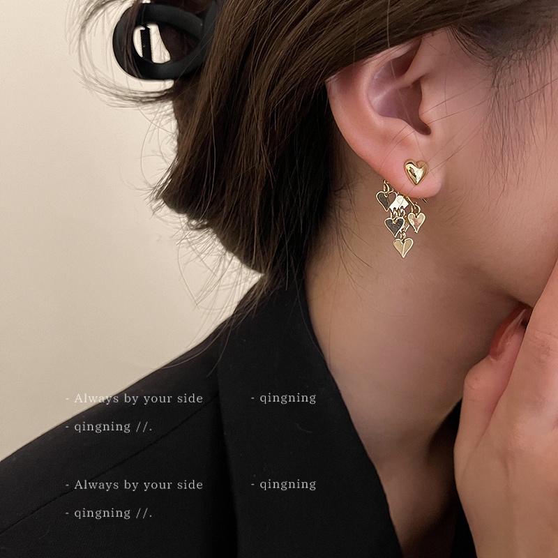DREJEW Bông Tai Mạ Vàng 925 Hình Trái Tim Phong Cách Hàn Quốc Ngọt Ngào Thời Trang Mùa Hè Mới Cho Nữ