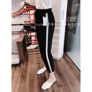 Quần jogger đũi phối sọc