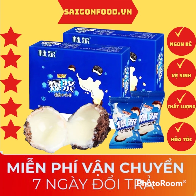 Bánh oreo socola nhân kem phomai tan chảy hộp 200gr giòn thơm béo ngậy, đồ ăn vặt Sài Gòn ngon bổ rẻ | SaiGonFood