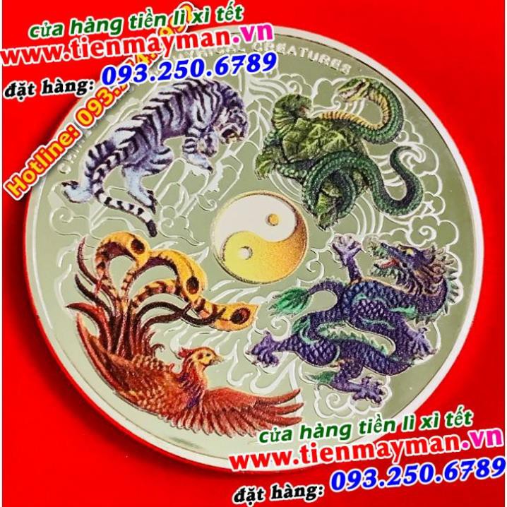 Đồng Xu Tứ Linh: Thanh Long - Bạch Hổ - Chu Tước - Huyền Vũ | Đồng Xu May Mắn Tặng Tết