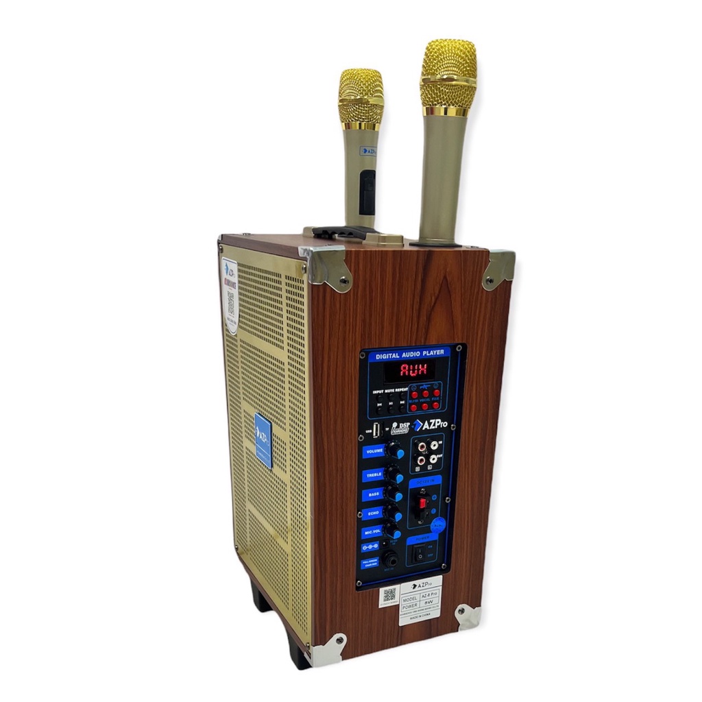 Loa kéo chính hãng AZPRO Az 8-Pro bass 20 có vỉ chống hú kèm 2 mic không dây