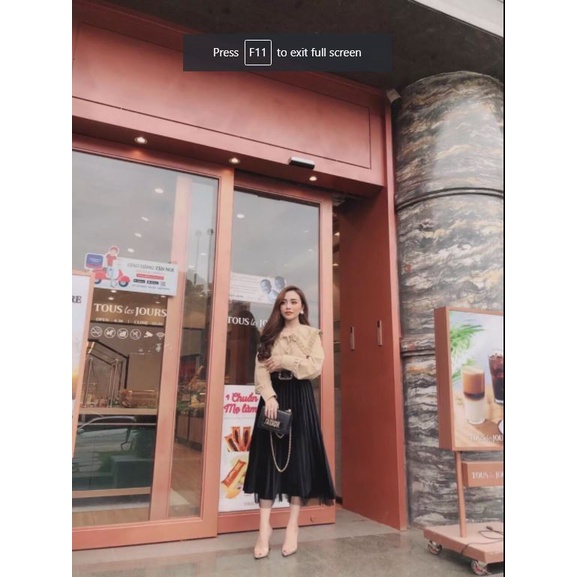 Chân váy xếp ly phối voan 2 lớp mặc được 2 kiểu Junnie Closet CV midi voan silk cát