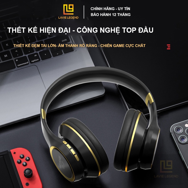 Tai nghe bluetooth chụp tai KH-20 có mic Tai nghe gaming âm thanh nổi Hifi bass mạnh, trải nghiệm âm thanh đỉnh cao